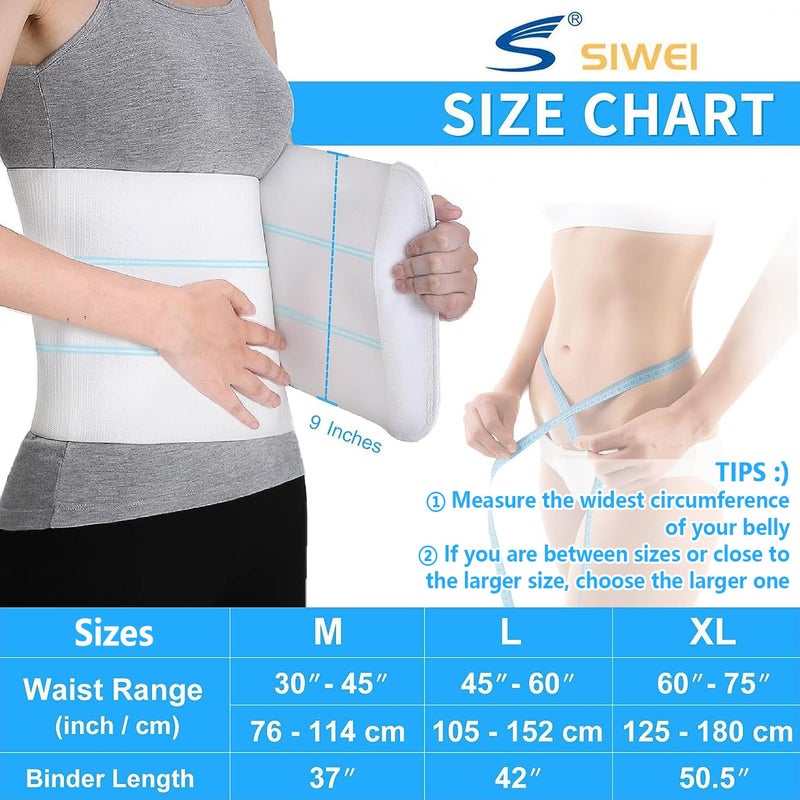 Ççs S Abdominal Binder Post Surgery - Elastic Waist Band for Stomach Support & Compression, Bariatric, Tummy Tuck | Latex-free, Breathable Belly Wrap Hernia Belt Lipo Garment - (30" - 45") 3 PANEL - 9" - Image 2